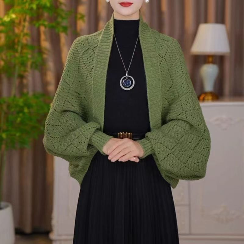 Fashion Hollow Out Knitted Shawl Coat